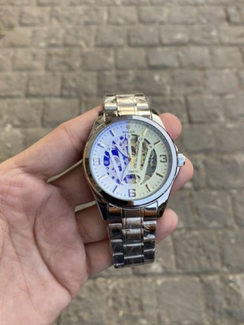 ROLEX AUTOMATIC SILVER WHITE PREMIUM QUALITY WATCH (WITH OG BOX)