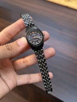 ROLEX OYSTER DATE JUST WOMENS BLACK WATCH